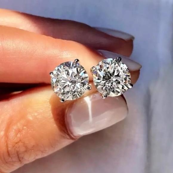 Jewelry - NEW 2CT DIAMOND STERLING SILVER STUD EARRINGS, NICE EARRINGS, CUTE EARRINGS